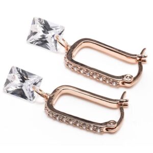 rosegold square diamond earrings