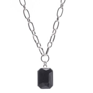 silver geometric black pendant