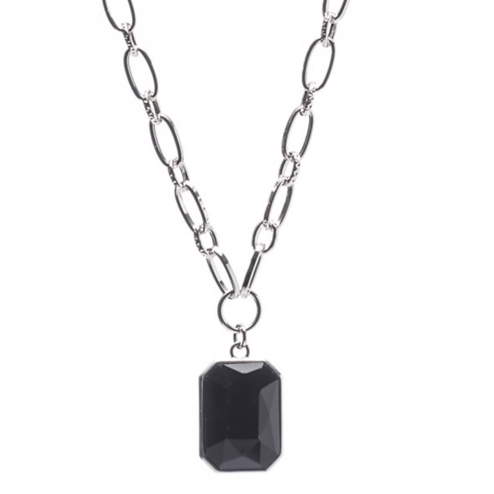silver geometric black pendant