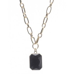 yellow gold geometric black pendant