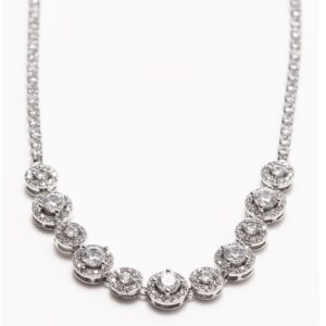 silver diamond cluster pendant