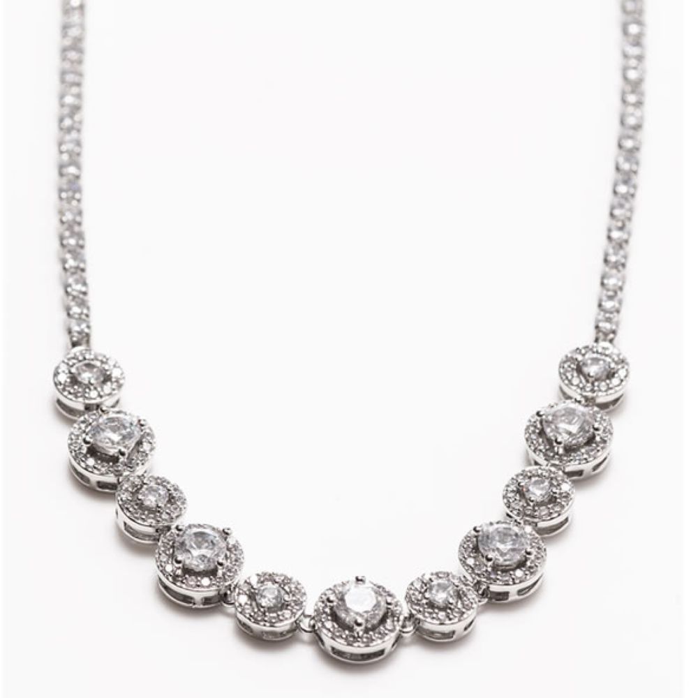 silver diamond cluster pendant
