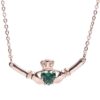 newgrange rosegold cladagh green stone pendant