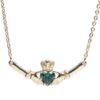 newgrange gold cladagh with green stone pendant