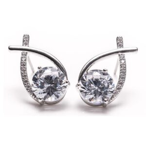 silver cross diamond earrings pair