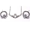 silver cladagh white stone pendant and earring set