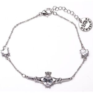 silver cladagh white stone bracelet