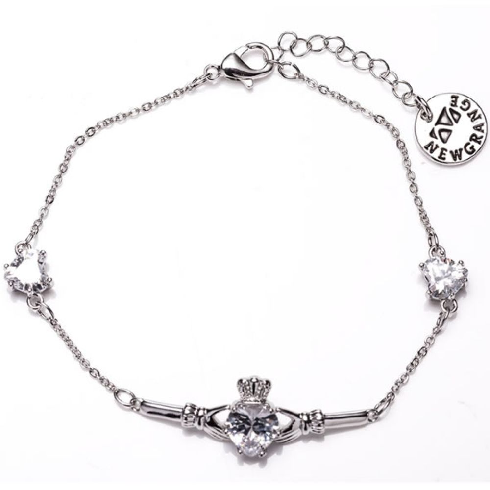 silver cladagh white stone bracelet