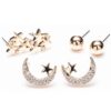 gold sun, moon, star earrings set 3