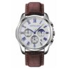 mens watch with white face and brown strap